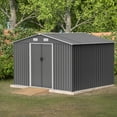 thumbnail image 2 of 10' x 8' Metal Outdoor Storage Shed, Large Sheds and Outdoor Storage House with Lockable Door, Garden Storage Shed Pet House for Lawnmower, Garden Tools, Bike, Garage, Gray, 2 of 13