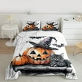 thumbnail image 2 of Manfei Halloween Pumpkin Lantern Bedding Comforter Set,Kawaii Cartoon Cat Twin Comforter Sets,White Black Orange Bedding Set For Boys Girls,Ultra Soft Home Decor Reversible,2pcs, 2 of 8