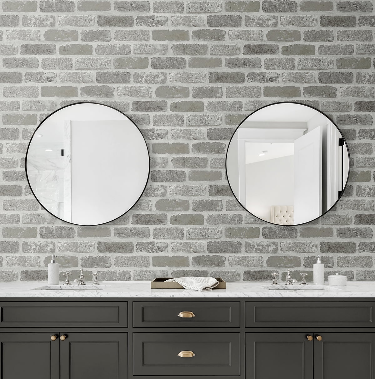 NextWall  Washed Brick Peel and Stick Removable Wallpaper Pumice Stone