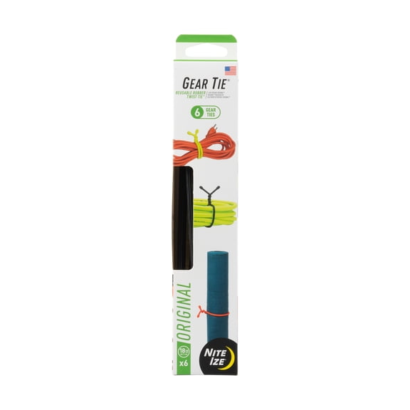 Nite Ize GTPP18-01-R8 Original Gear Rubber Twist Tie, 18" - 6 Pack, Black