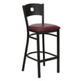 thumbnail image 2 of BizChair Black Circle Back Metal Restaurant Barstool - Burgundy Vinyl Seat, 2 of 7