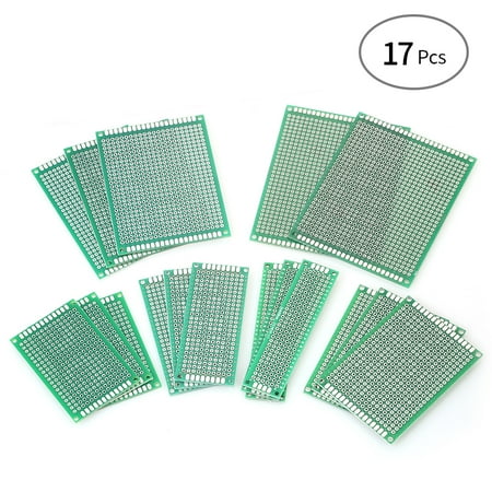 17pcs Double Sided PCB Board Prototype Kit 6 Sizes Universal Printed Circuit Protoboard for DIY Soldering and Electronic