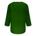 thumbnail image 4 of SEAOPEN Womens 3/4 Sleeve T-Shirts V Neck Buttons Tops Basic Tee Solid Color Blouse Loose Fit Pullover Summer Shirts 2025 Green,S, 4 of 5