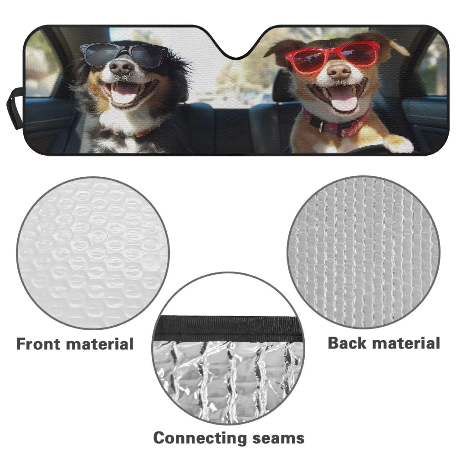 XYZCANDO Dogs Windshield Sun Shade Compatible with Jeep JK JKU JL JLU 1997-2023 Polyester Fully Covered Foldable Front Sunshade Keep Your Vehicle Cool Shade Heat Shield