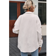 thumbnail image 3 of Women's Beige Sequin Turkey Patched Graphic Flap Pocket Shacket for Thanksgiving | [ZhiHiMeRi] | (US 18-20)2XL, 3 of 6