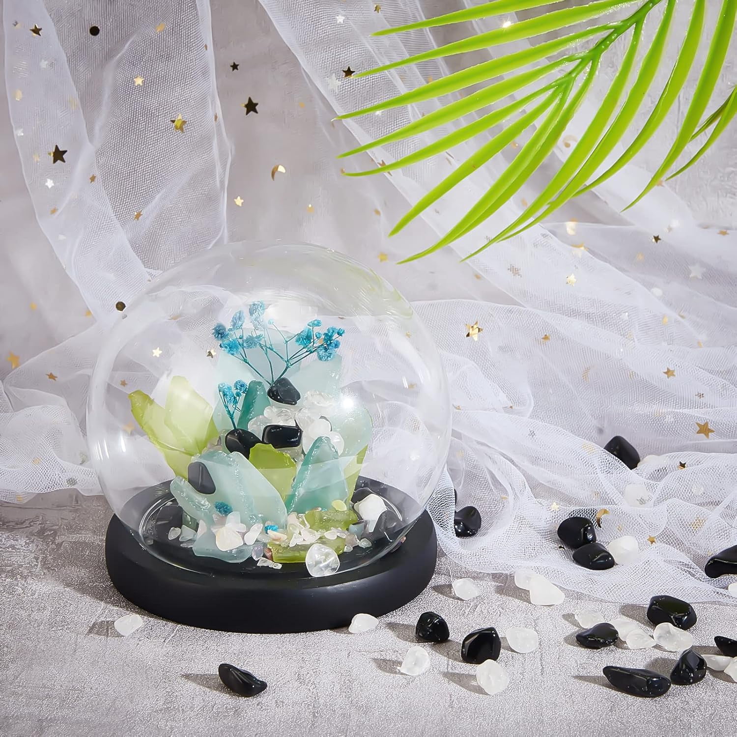 6~12mm White Quartz Rock Tumbled Chips Black Obsidian Tumbled Chip Stone for Indoor Plants Garden Aquarium Vase Plant Decoration for DIY