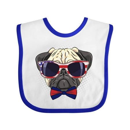 

Inktastic Pug Dog July 4th Patriotic Sunglasses Gift Baby Boy or Baby Girl Bib