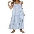 thumbnail image 1 of PENGXIANG Femmes Sans Manches Longue Robe à Carreaux Imprimé Cravate vers le Haut Dos en Vrac Robe Décontractée Simple une Pièce Vêtements, 1 of 7