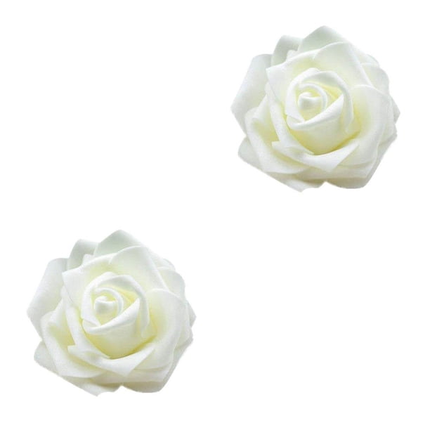 Billuyoard Paquete de 50 flores artificiales rosas de simulación decoraciones de arreglos florales falsos adornos de compromiso de boda Blanco crema 2piezas Billuyoard CBP280445