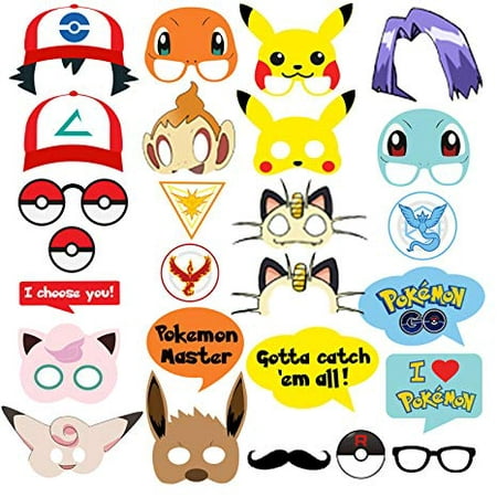 Pokemon Party Supplies 26 Photo Booth Props Suitable for Birthday Theme Party