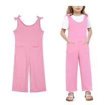 Girls' Casual Sleeveless Jumpsuits Pink Loose Rompers Girls Summer Clothes Clothes for Girls 7-8 Years Girls Fashion