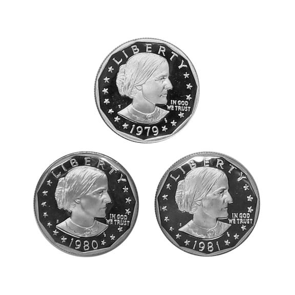 1979-1981 Gem Proof Susan B. Anthony Dollar Run - 3 Coins
