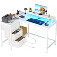 thumbnail image 2 of 43" L-Shaped Computer Desk with 4 Power Outlets and 7-Color Led Lights, 3-Drawer Gaming Desk, 2 of 7