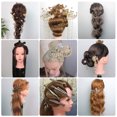thumbnail image 1 of Modelo de cabeza de peluquero, aprendiz de cabello real completo, cabeza de peluca rizada, práctica de trenzado de cabello en espiral, cabeza de modelo de muñeca de maquillaje, 1 of 2