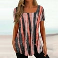 thumbnail image 1 of Buigttklop Womens Tops, Womens Casual Printed Square Neck Short Sleeve Buttons Tops Loose Blouses, 1 of 5