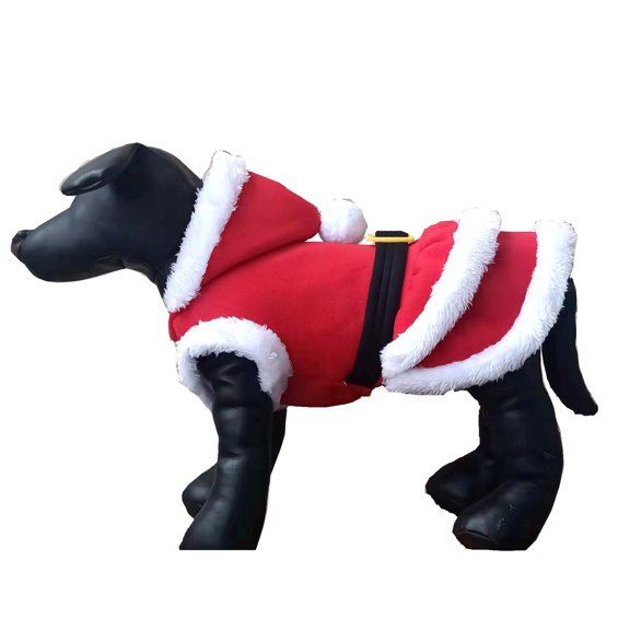 Christmas Pet Costume Hooded Outfit Warm Dog Cat Holiday Clothes with Adjustable Buckle Festive Xmas Dress for Pet Party Photo Props