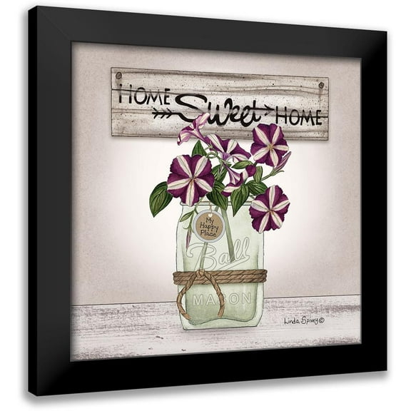 Spivey, Linda 12x12 Black Modern Framed Museum Art Print Titled - Petunias in Jar