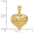thumbnail image 3 of Finest Gold 14K Yellow Gold Polished Textured 3-D Heart Pendant, 3 of 4