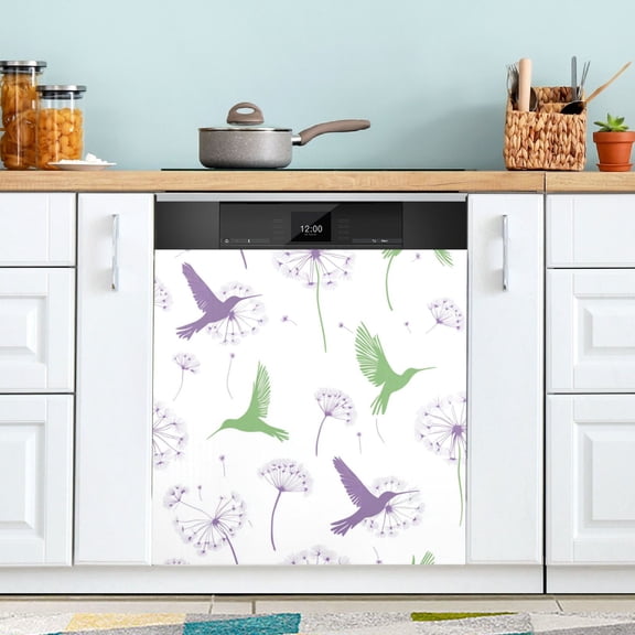 Yayeee Magnetic Dishwasher Cover for The Front Decoration Home Kitchen Machine Sticker Protector, Purple Birds