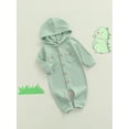 thumbnail image 3 of Kiapeise Newborn Baby Girl Boy Hooded Romper Long Sleeve Waffle Knitted Jumpsuit Outfits for Infant Kids, 3 of 9