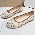 thumbnail image 4 of SuTry Women's Round Toe Flats Lightweight Breathable Cutout PU Leather Slip On Comfortable Casual Office School Travel Walking Shoes(37), 4 of 6