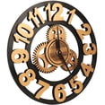 thumbnail image 2 of Reloj de pared de engranaje Industrial Vintage 3D, números romanos dorados, reloj de pared de madera, número romano plateado 40ＣＭ Xemadio LKX-0096-1, 2 of 5