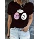 thumbnail image 1 of Women's Cute Cartoon Egg Graphic T-Shirt - "Honey, You Look Eggstra" Print, Casual Round Neck Short Sleeve Tee, Soft Polyester Blend, Fun Summer Top for Casual Attire, 1 of 7