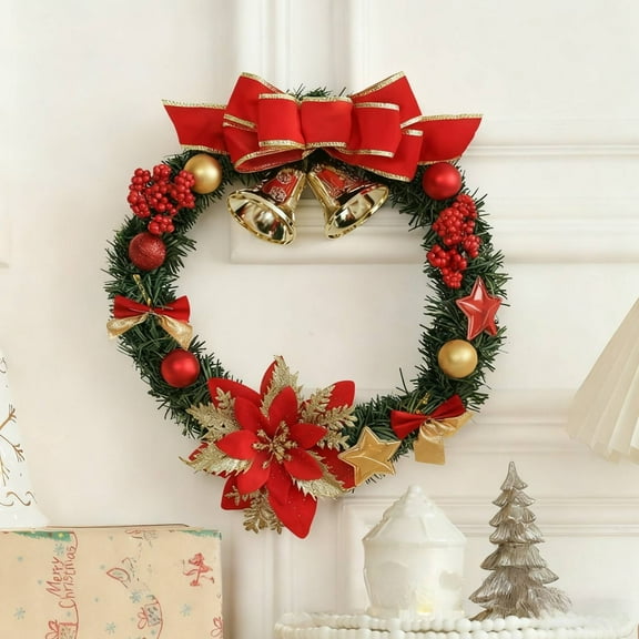 Christmas Garlands / Wreaths for Front Door, Material Plastic, Durability, Festive Holiday Decoration for Home, Wall, Indoor & Outdoor Use, Create Warm and Welcoming Environment, 1PC