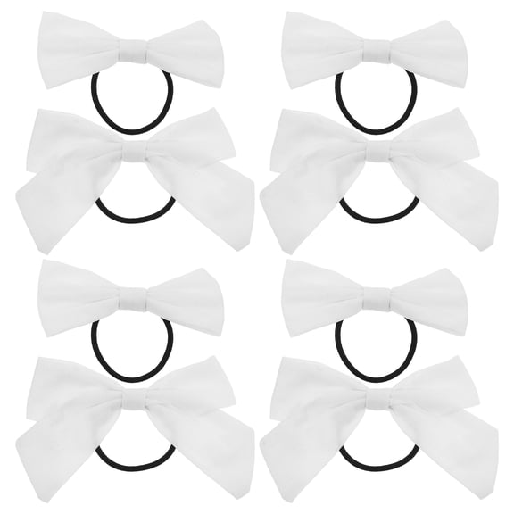 Milisten 10Pcs White Cotton Bow Hair Ties Simple Elastic Ponytail Holders Soft Hair Accessories