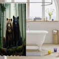 thumbnail image 3 of Manfei Woodland Bear Shower Curtain 72Wx78L, Vintage Farmhouse Tree Bath Curtain, Black Green, 3 of 5