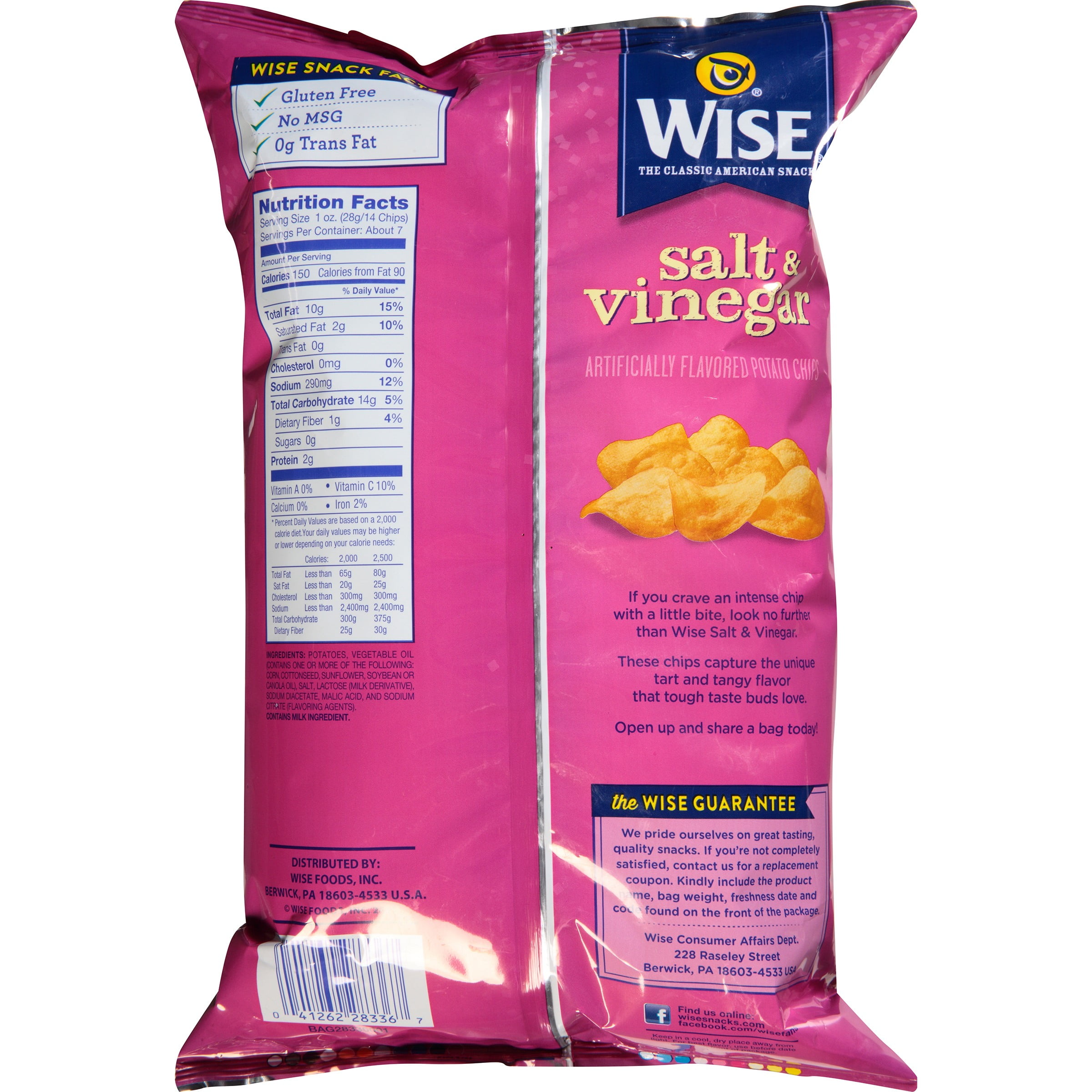 Wise Salt & Vinegar Potato Chips, 6.75 Oz.