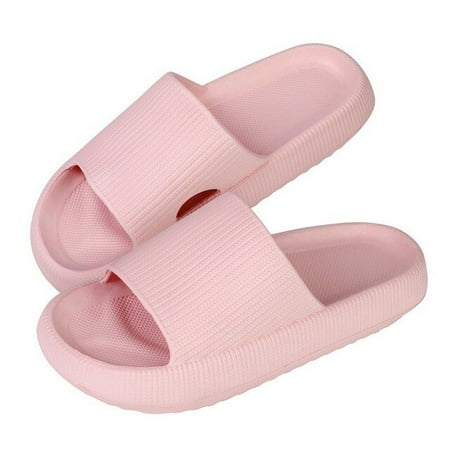 

QWZNDZGR New Couples Thick Platform Bathroom Slippers Summer Flip Flops EVA Soft Lovely Beach Ladies Slides Sandals Anti-Skid Men Slides