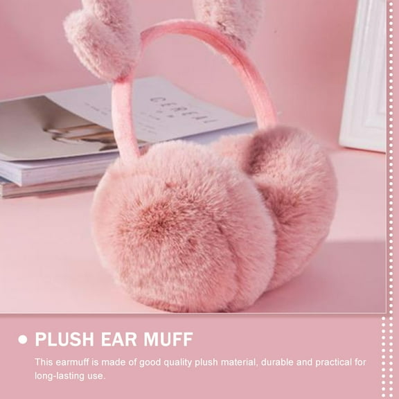 KONTONTY 1Pc Warm-Keeping Earmuff Pink Plush Ear Muff Cozy Lightweight Outdoor Accessory