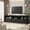 Black, variant on AOILE Mid Century Modern TV Stand for 65–75 Inch TVs, Industrial Entertainment Center with 3 Drawers & Open Shelves, Vintage Finish