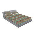 thumbnail image 2 of Ambesonne Colorful Fitted Sheet & Pillow Sham Set, Sign Motif, Full, Coral Teal and Brown, 2 of 2