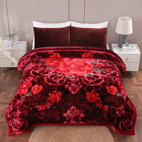 MERRY HOME 2 Ply Printed Soft Plush Fleece Blanket, Silky King Size Bed Blanket, 10 lb, Heavy Thick Warm Blanket, Korean Style