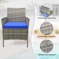 thumbnail image 2 of Emorefun 3 Piece Patio Conversation Sets, Outdoor Patio Bistro Sets with Coffee Table for Garden, Yard, Balcony, Gray/Blue, 2 of 7