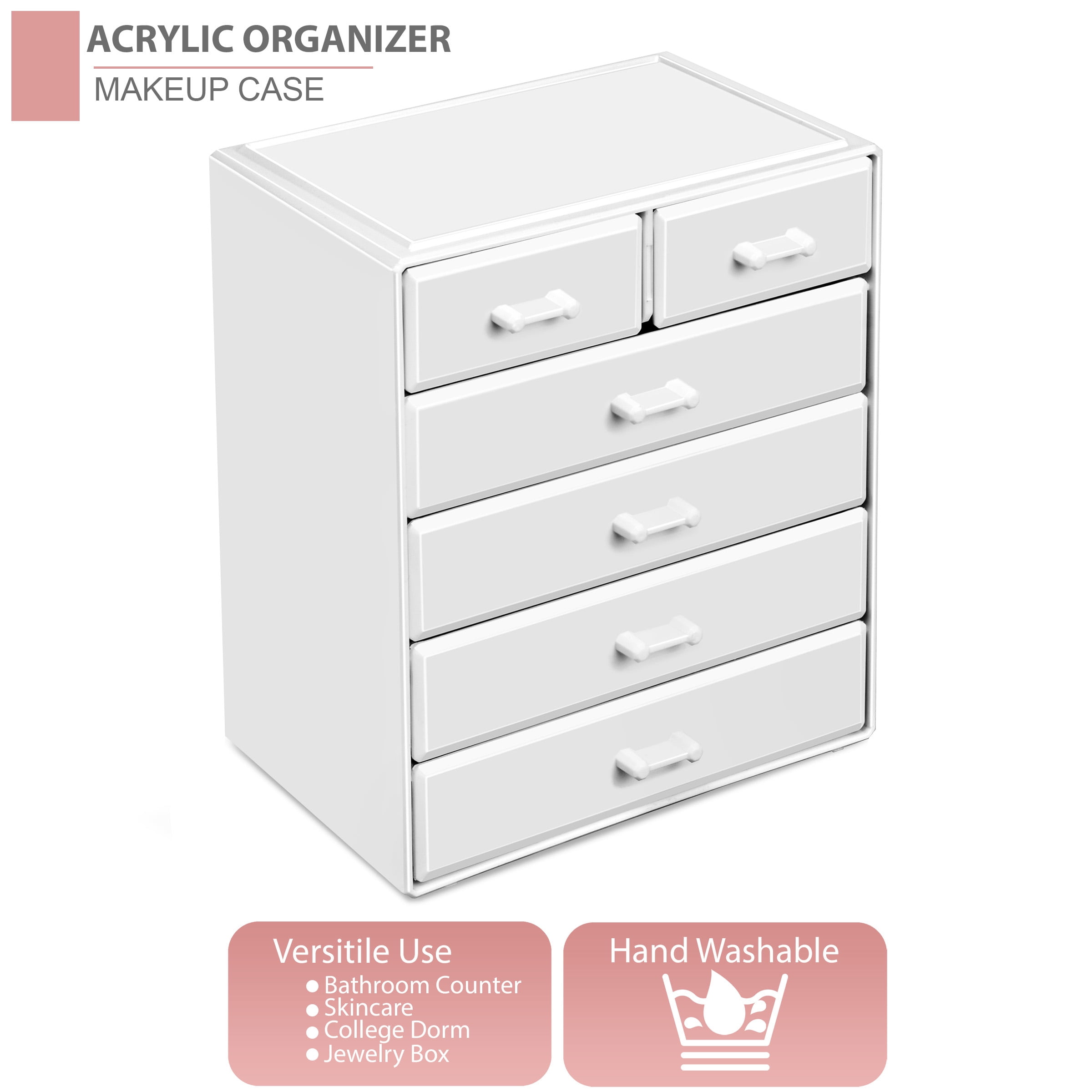 Sorbus Acrylic Makeup Organizer - Organization and Storage Case for Cosmetics Make Up & Jewelry - Large Makeup Organizer for Vanity, Bathroom, College Dorm, Closet, Desk (4 Large, 2 Small Drawers)