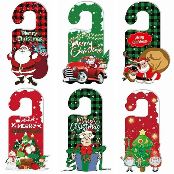 DiHTing 6PCS Christmas Door Hangers for Adults, Holiday Doorknob Decorations with Santa, Elf, and Snowman Designs – Hanging Ornaments for Home, Office, or Hotel Winter Decor