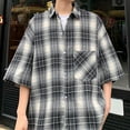 thumbnail image 3 of ZCFZJW Short Sleeve Shirts for Men Big and Tall Regular Fit Casual Plaid Button Down Shirt Mens Classic Fit Cotton Button Up Shirt with Pockets Black#01 XXXXXL, 3 of 3