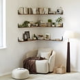 thumbnail image 4 of Farmhouse 48″W x 8″D Brown Floating Shelves Set of 3,Wood Book Shelves for Decor, 4 of 9