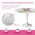 thumbnail image 2 of Round Fitted Tablecloth,Spring Easter Rabbit Circle Table Cover Waterproof Table Cloth with Elastic Edge,Watercolor Flowers Bunny Outdoor Tablecloths for Kitchen Picnic 55-60in, 2 of 9