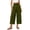 #190-Army Green, variant on Women's Casual Plus Size Straight Leg Pants, Solid Color High Waist Elastic Back Waist Pants with Pockets, Cropped Wide Leg Pants for Daily Outings