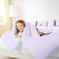 thumbnail image 3 of Manfei Teens Purple Bow Personalized Initial L Full Size Comforter Sets 3 Pieces,Kids Girls Cheetah Print Letter Monogrammed Bedding Sets,Microfiber Bedroom Decor, 3 of 6
