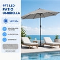 thumbnail image 4 of NAPWANT 9ft Outdoor Patio Umbrella with Solar LED Lights, Tilt and Crank Handle, for Deck, Yard, Pool and Garden,Light Gray, 4 of 8