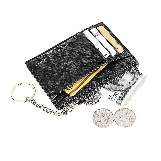 8 tarjetas para mujer, tarjetero minimalista delgado, monedero, monedero, llavero, billetera de bolsillo frontal, negro ShuxiuWang 8390612975097