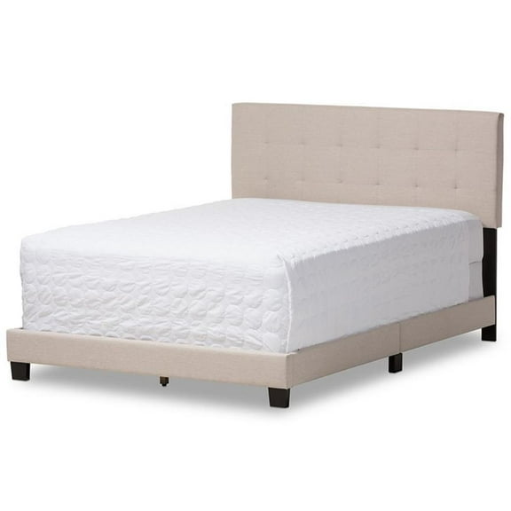 Bowery Hill Tufted Full Panel Bed in Beige