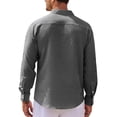 thumbnail image 5 of Lumento Men Henley Shirt Long Sleeve Hippie Casual Beach T Shirts Fishing Shirts Roll Up Basic Shirt Tops Dark Gray 2XL, 5 of 7