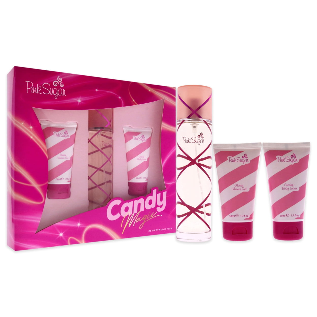 Pink Sugar By Aquolina Duft-Set Für Frauen - 3,4 Oz EDT Spray & 3,4 Oz Duschgel, Süß Mit Karamell & Vanille