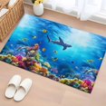 thumbnail image 2 of Shark Large Area Rugs for Bedroom Living Room, Non Slip Carpet Bedside Rug, Blue Ocean Underwater Animal Coral Tropical Fish Rectangular Floor Cover Kitchen Accent Rug 2'x3' for Dining Room/Office, 2 of 9